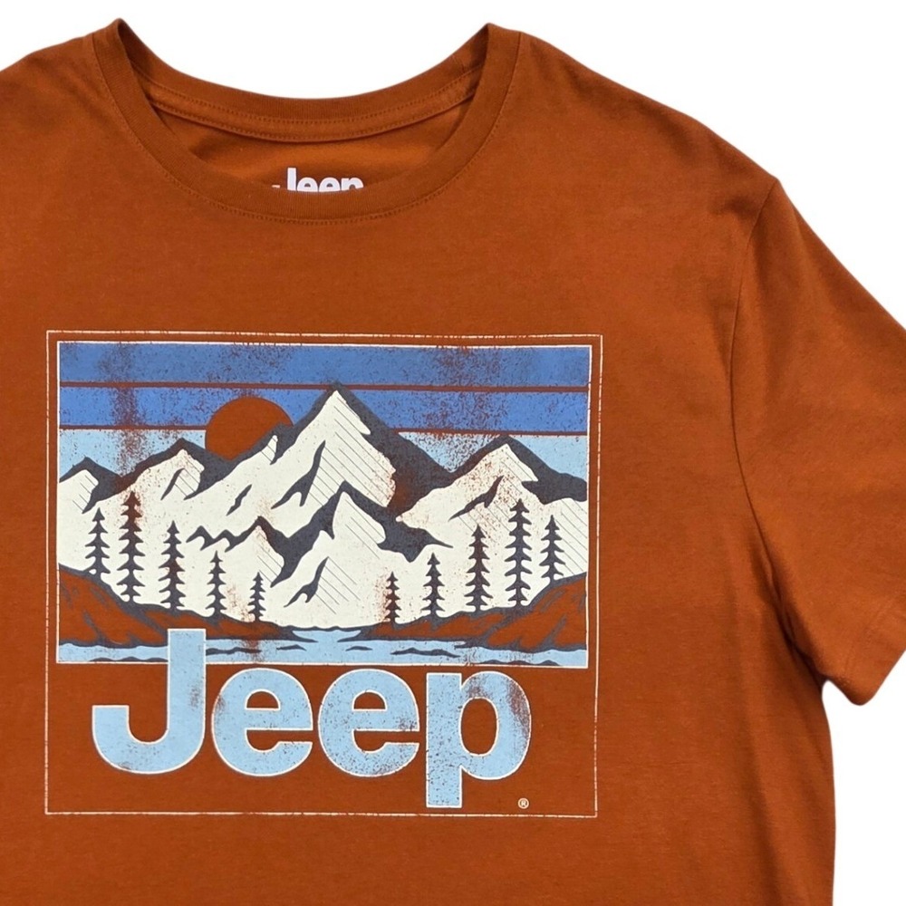 Jeep‎ Graphic T-Shirt Burnt Orange Mountain Adventure Short Sleeve Mens Medium